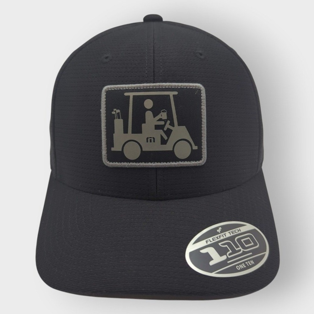 TravisMathew El Capitan Black Golf Cart Snapback Hat 1MS122 Flexfit 110 Cap